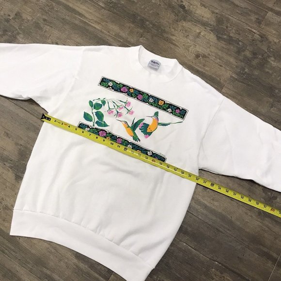 Vintage Volunteer Knit Apparel Crewneck Sweatshirt Size Large Nature Floral Bird - Picture 7 of 8